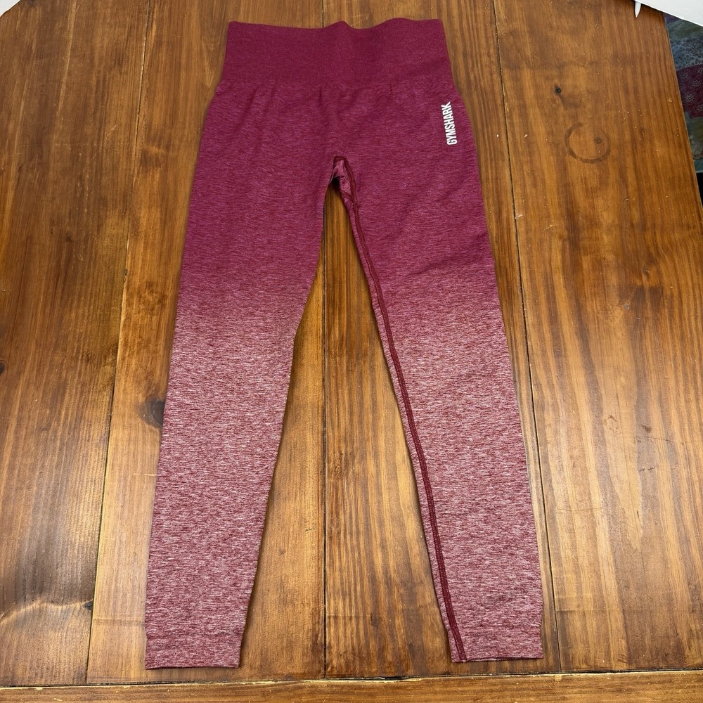 Gymshark Raspberry Small Athletic Window Leg Cuff Details Leggings Gym Workout - Picture 2 of 9